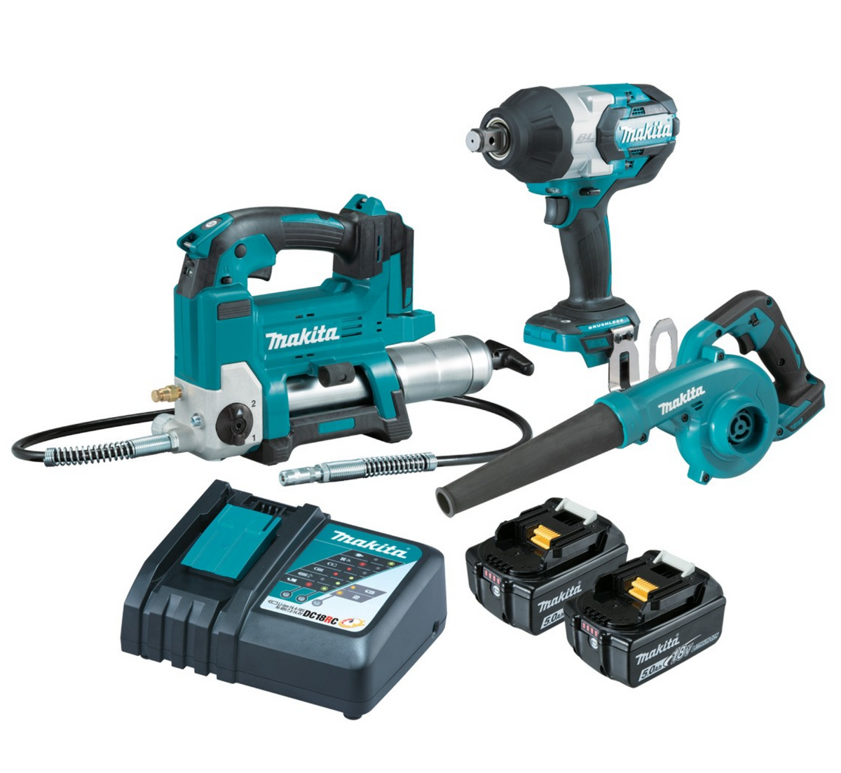 Makita 18V 5.0Ah Li Ion Cordless Brushless 3pce Combo Kit