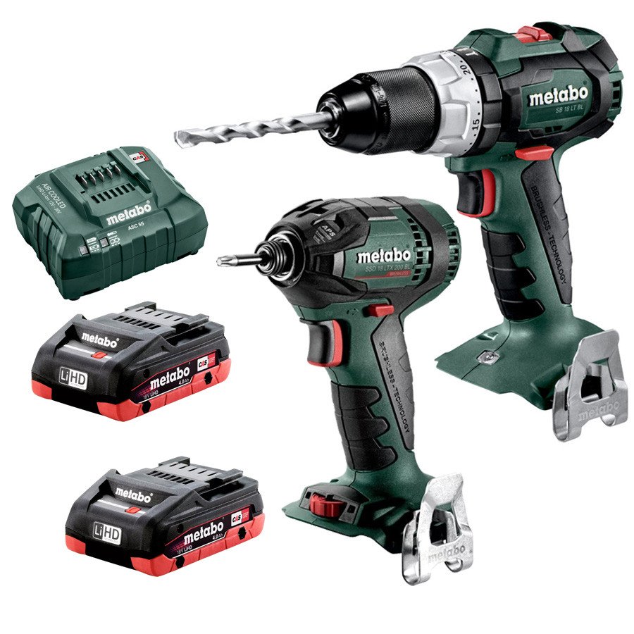 Metabo 18V 60Nm Hammer Drill and 200Nm 1/4" Impact Driver 4.0Ah Set AU69001040