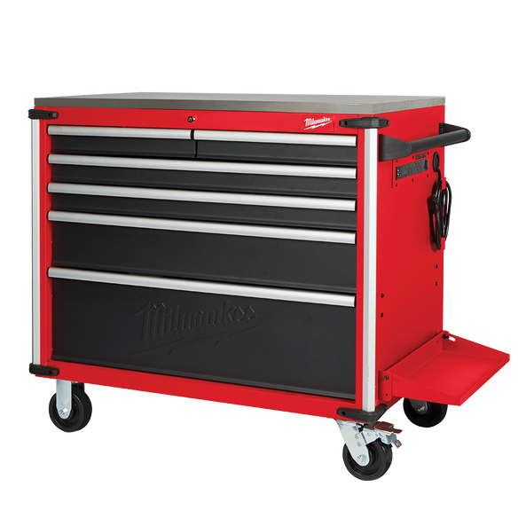 Milwaukee 1016mm (40") 6 Drawer Mobile Work Bench Tool Trolley with Steel Top - 48228538