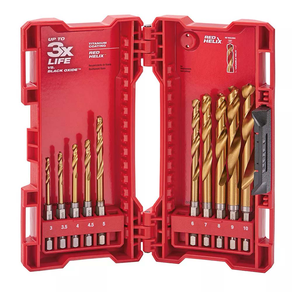 Milwaukee Shockwave Titanium Red Hex Drill Bits - 10 Piece Kit 48894859