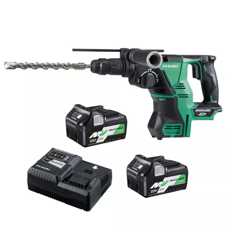 HiKOKI 36V SDS Plus Rotary Hammer with Quick Release Chuck MultiVolt Battery Kit DH36DPC(HRZ)